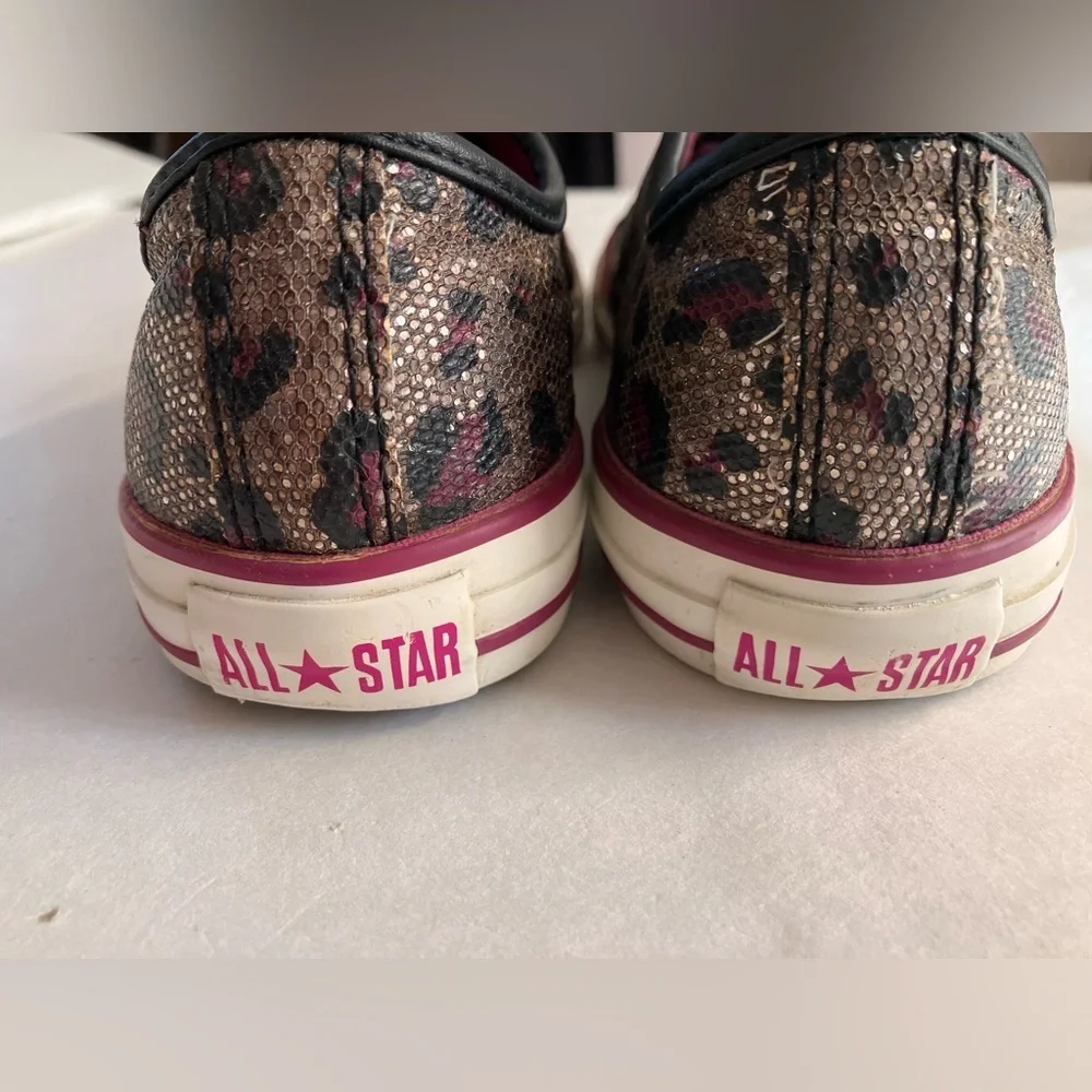 Converse All Star Metallic Leopard Print Sneakers, Black/Gold, Size 5 (Junior)